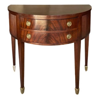 1950s Rare Kittinger Flame Mahogany Demilune | Entryway | Accent Chest For Sale