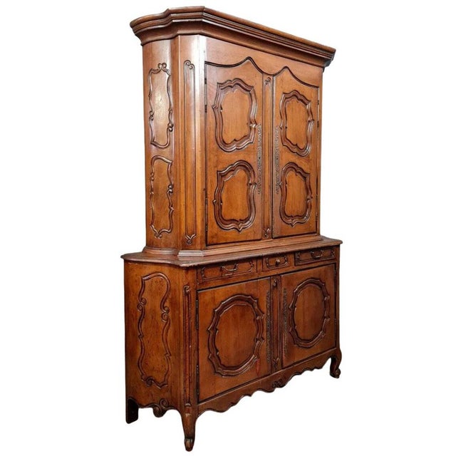 1920s Louis XV Style Curved Walnut Cabinet, 1920s For Sale - Image 5 of 5