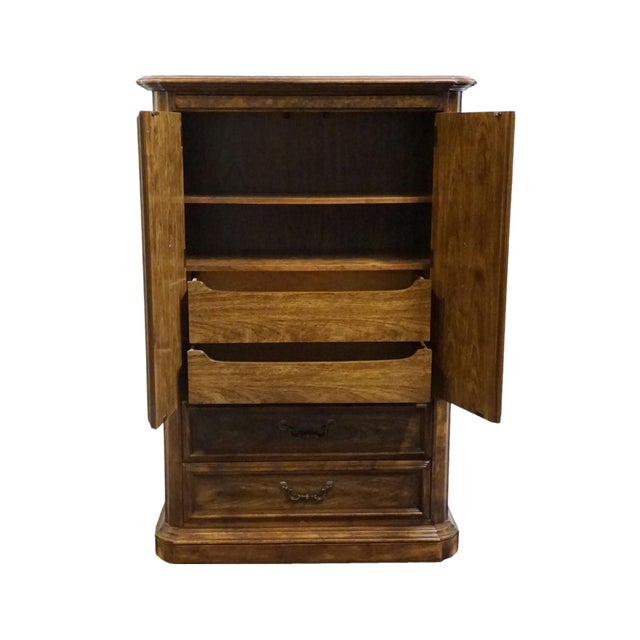 Late 20th Century Stanley Furniture Solid Walnut Italian Provincial 40" Door Chest For Sale - Image 5 of 15