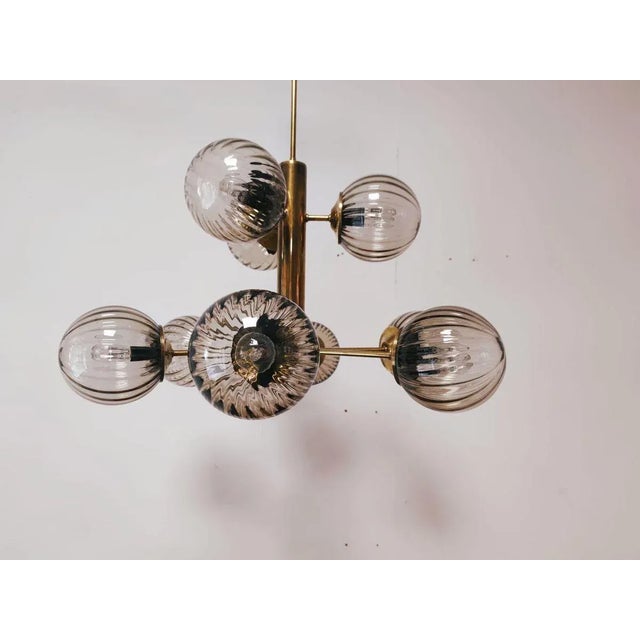 Gold Sputnik Brass & Murano Glass Chandelier For Sale - Image 8 of 18