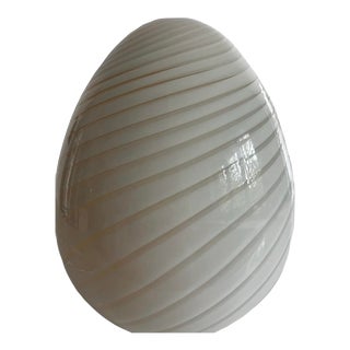 Vintage Vetri Murano Swirl Glass Egg Table Lamp, Unmarked For Sale