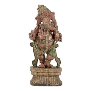 Handcrafted Large Dancing Ganesha Statue | 20" Tall Hand Painted Wood Hindu Deity Figurine | Unique Spiritual Home Decor | Indian Art Gift