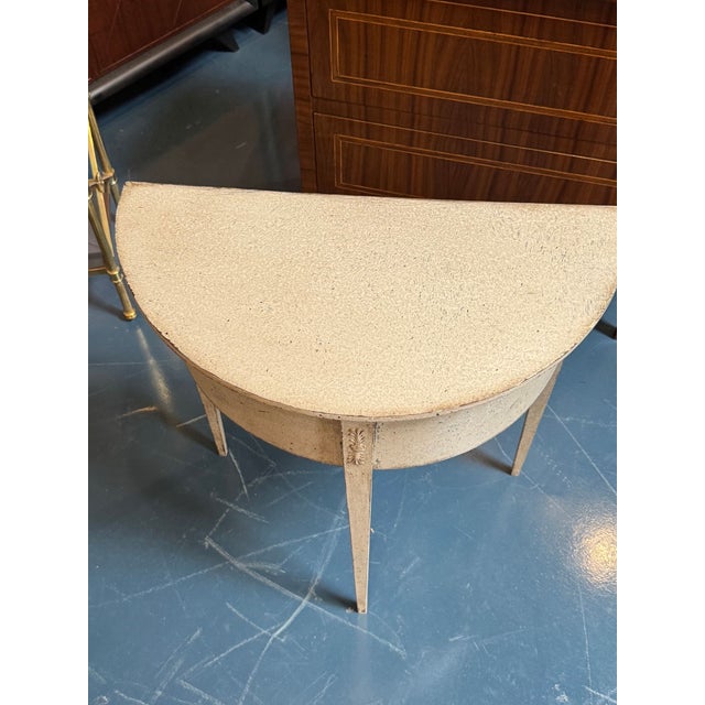 Early 20th Century Swedish Gustavian Painted Demi-Lune Side Table For Sale - Image 5 of 6