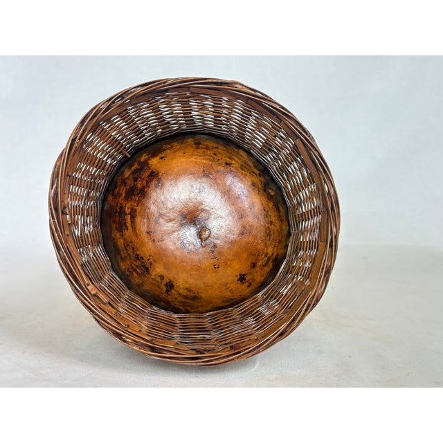 Wood Vintage Wicker Wrapped Gourd Canteen For Sale - Image 7 of 7