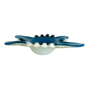 Late 20th Century Murano Blue, White Cased Pulled Blown Glass Bowl, "Star Shaped"