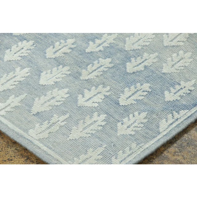 Late 20th Century Rug & Kilim's Block Print Floral Runner in Blue & Ivory High-Low Design For Sale - Image 5 of 6