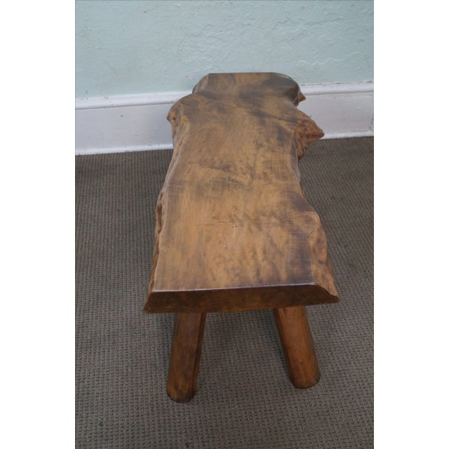 Cabin Rustic Slab Wood Coffee Table Bench For Sale - Image 3 of 10
