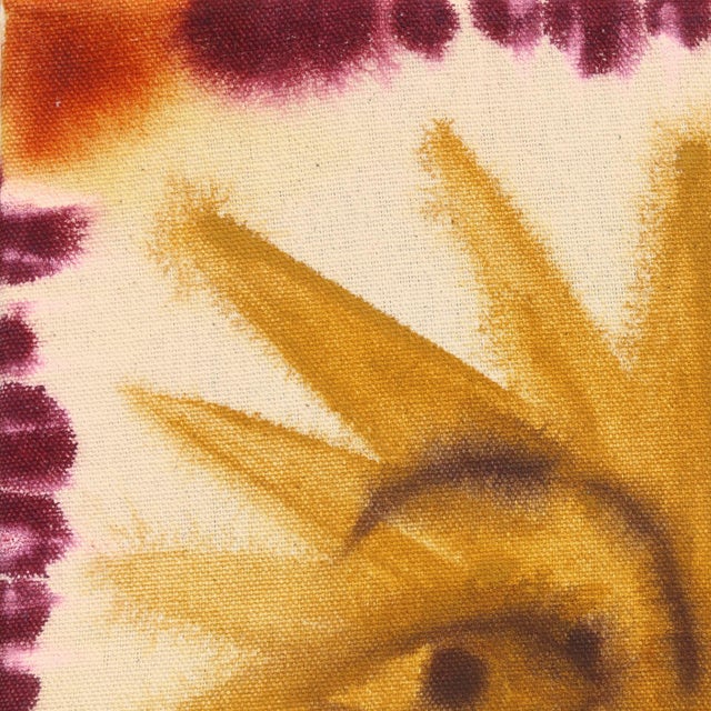 Textile Sun No.11 - Original Contemporary Folk Art Acrylic and Gouache Painting on Raw Canvas by Meredith Walker For Sale - Image 7 of 9