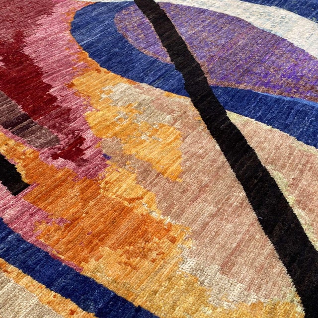 After Wassily Kandinsky Modern Hand-Knotted Wool Rug - 4'3" X 5'7" For Sale - Image 12 of 18