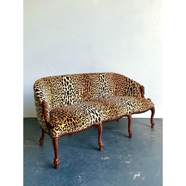 Late 20th Century Vintage Regency Leopard Rope and Knot Sofa For Sale - Image 5 of 12