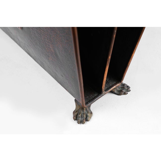 Mid-Century Modern Magazine Rack in Hammered Copper, France, 1890s For Sale - Image 6 of 11