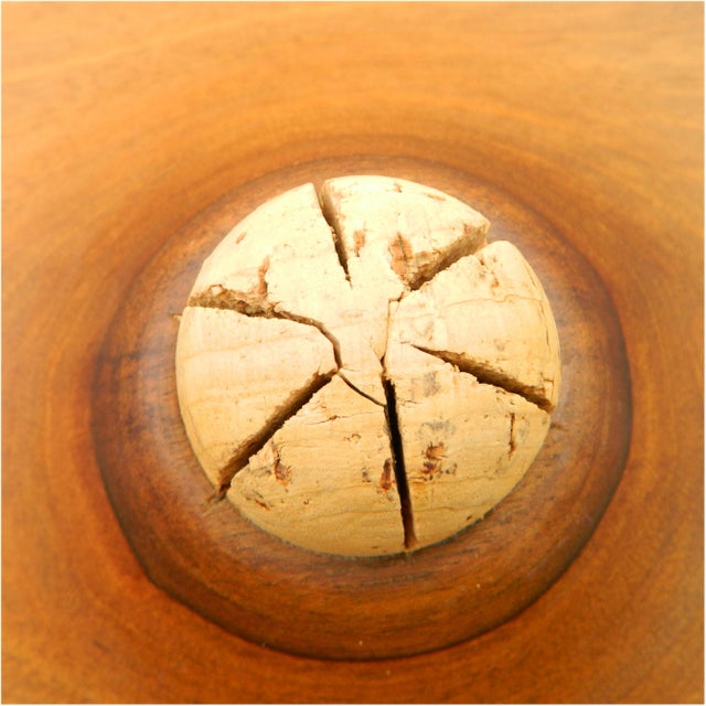 Carl Auböck Walnut Wood Fruit Bowl with Knives with Raffia Handles by Carl Auböck for Werkstätte Carl Auböck, Vienna, 1950s, Set of 7 For Sale - Image 4 of 15