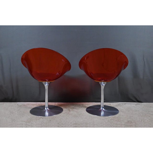 Red Eros Armchairs in Polycarbonate by Philippe Starck, 2001, Set of 2 For Sale - Image 8 of 11