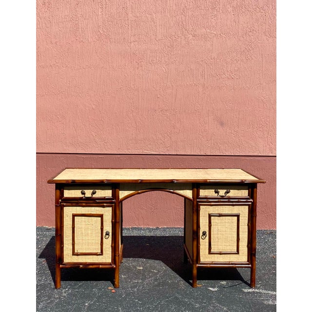 Vintage Coastal Bamboo And Grasscloth Desk Chairish