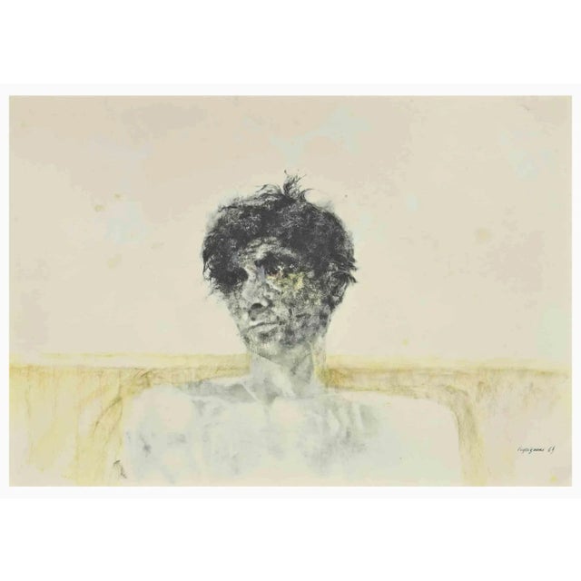 Portrait is a phototype print reproducing drawing by Renzo Vespignani of the 1960s. Signed on the plate lower right. Good...