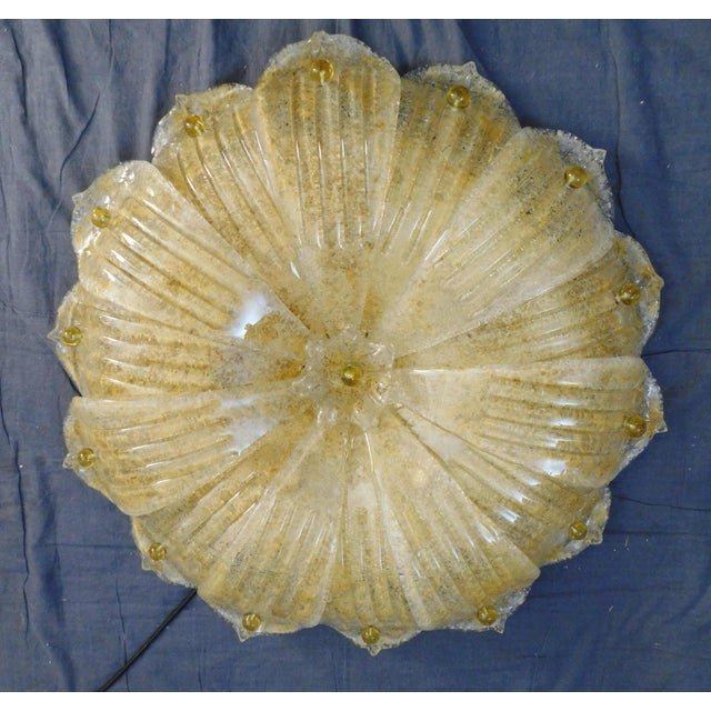 Italian 20th Century Amber Graniglia Murano Flush Mount For Sale - Image 3 of 7