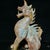This striking antique glass sculpture depicts a roaring mythical guardian beast, traditionally known as a "Hou" or...