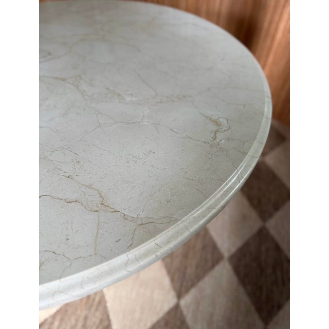 Late 20th Century Tall Vintage Cream Marble Table For Sale - Image 4 of 7
