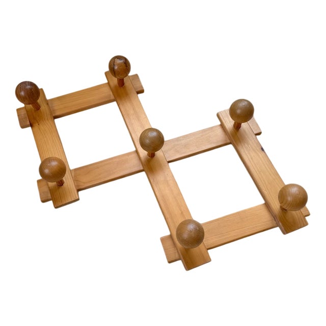 Pine Wall Coat Rack, 1980 For Sale