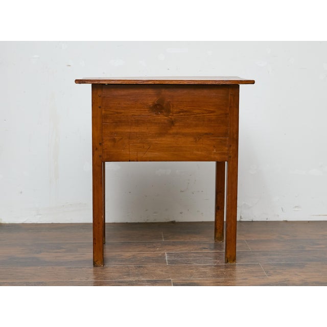 19th Century English Pine Side Table with Two Drawers and Patina For Sale - Image 10 of 12