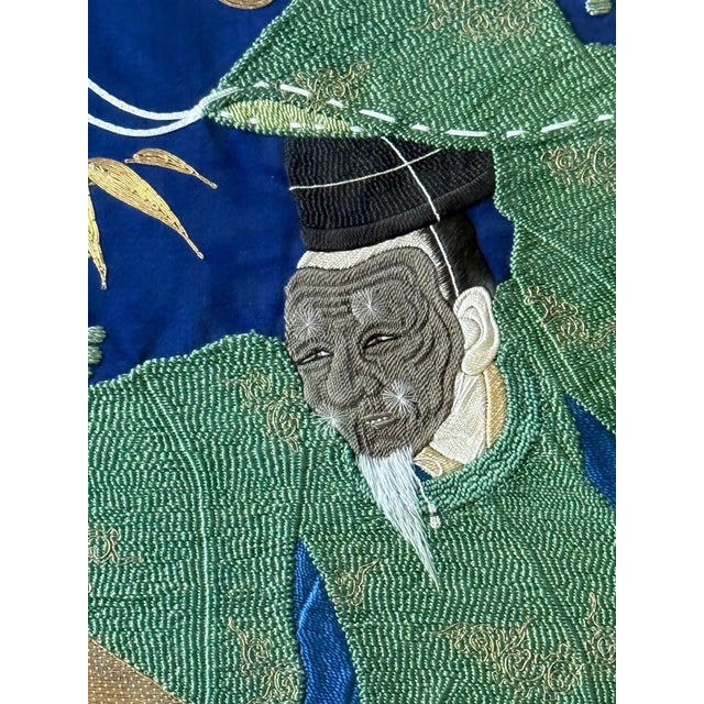 A large Japanese silk embroidery Fukusa panel circa 180-90s toward the end of Meiji Period framed and glazed. This is a...
