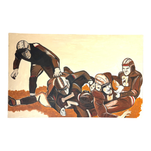 “The Pile-Up: 1930s Football”Mid-Century Oil on Canvas by T. Byrne, 30" x 48"