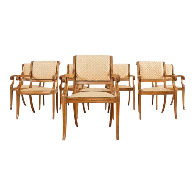 Set of Eight English Regency Style Dining Armchairs For Sale