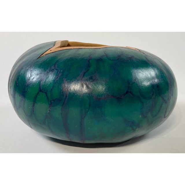 Abstract Vintage Hand Painted Gourd For Sale - Image 3 of 9