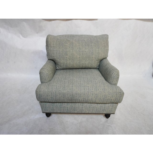Upholstered Armchair in Lola Sky Blue by Cisco. The chair is beautifully upholstered. The Cisco print is classic yet...