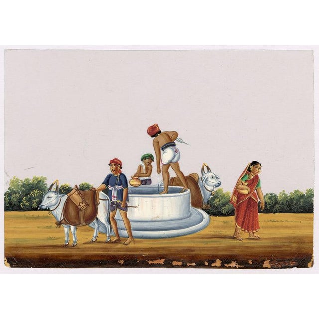 Indian Company School, Village Well, 1800s, Gouache on Paper For Sale - Image 6 of 9