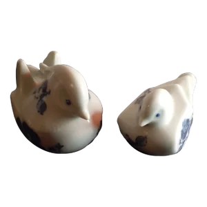 1970s Fitz & Floyd Handpainted Ceramic Gray Bird Figurines Set of 2