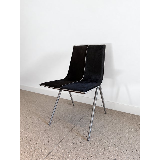 Contemporary Set of 10 Mayfair Contemporary Faux Pony Hair Dining Chairs With Brushed Chrome Legs For Sale - Image 3 of 5