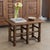 Incredible French dark oak wood side table in the style of Charles Dudouyt, 1940's. Rectangular top with intricately...