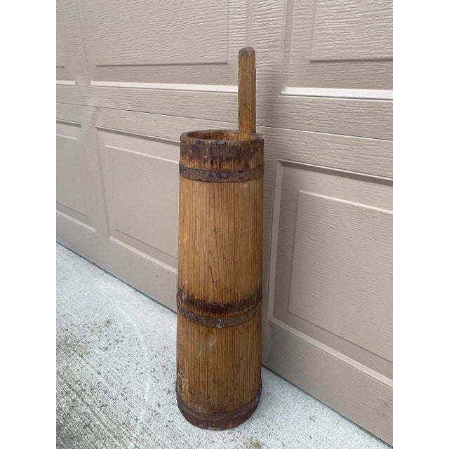 Antique 19th Century Wood and Iron Tall Bucket Umbrella Stand For Sale - Image 4 of 12