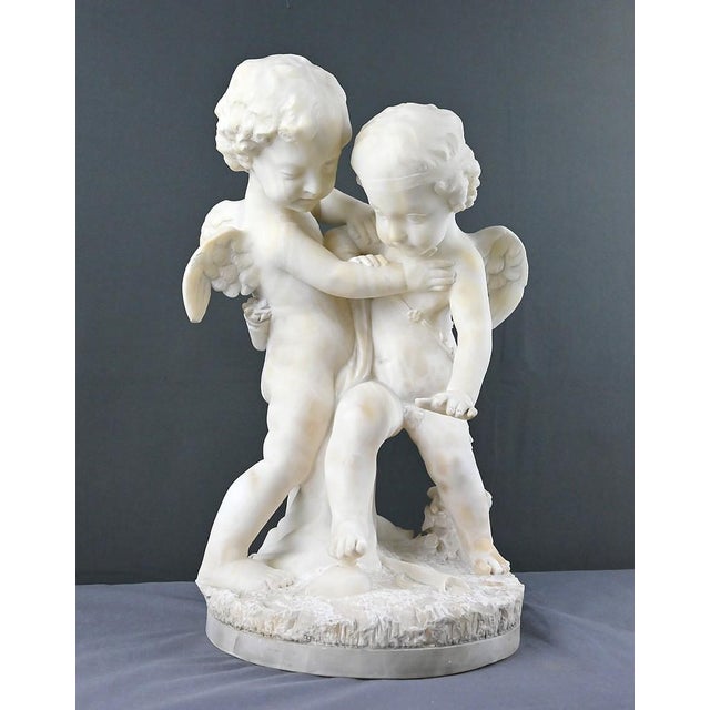 After Falconet, Two Cupids Disputing a Heart, Late 19th Century, Alabaster Sculpture For Sale - Image 10 of 18