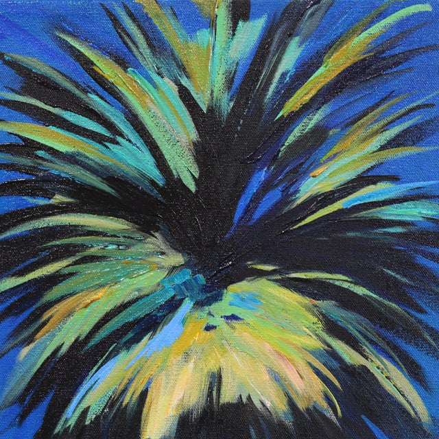 2020s Electric Dream - Original Blue Palm Tree California Pop Art Acrylic Painting on Canvas by Kathleen Keifer For Sale - Image 5 of 9
