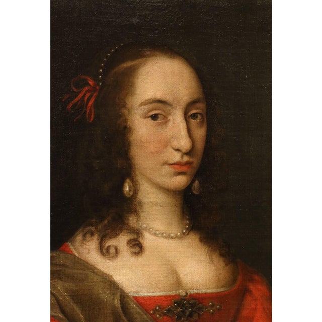 Baroque Willem Van Honthorst, Portrait of Louise Henriette of Orange, 1650, Oil on Canvas For Sale - Image 3 of 15