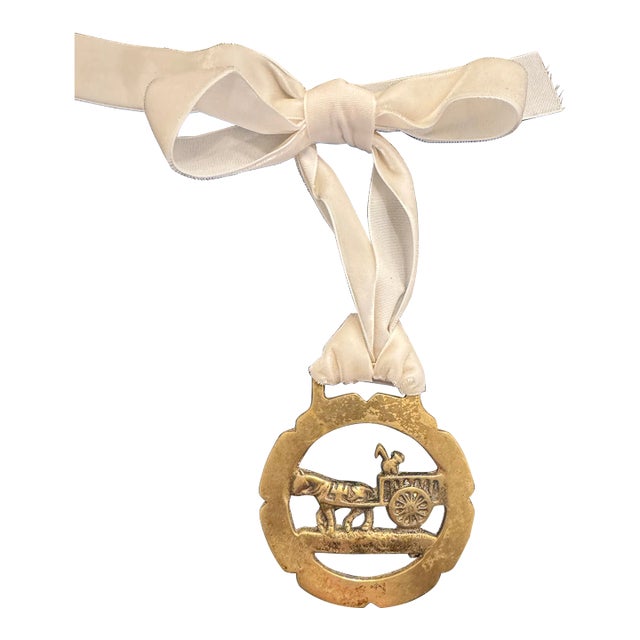 Vintage English Horse Brass Ornament For Sale