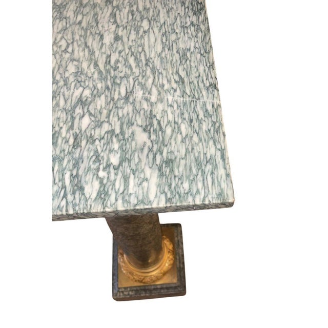 19th Century French Gilt Bronze-Mounted Pedestal With Rare Green Marble. For Sale - Image 4 of 8