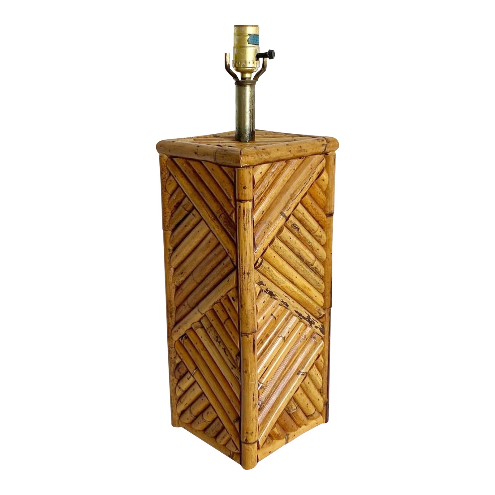 Boho Chic Split Bamboo Table Lamp | Chairish