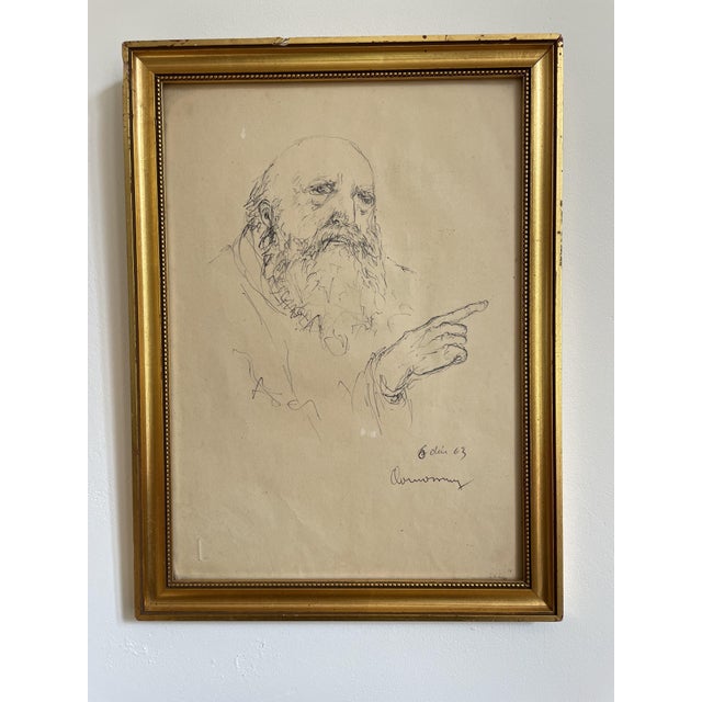 Dieudonné Damoiseaux, Portrait, 1963, Drawing on Paper For Sale - Image 10 of 10
