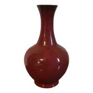 Large Antique 19th Century Chinese Monochrome Sang De Boeuf Oxblood Porcelain Bottle Shape Vase