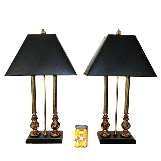 FREE SHIPPING ANYWHERE IN THE CONTINENTAL US! This is a set of Curry & Co. table lamps. French bouillotte style. Late 20th...