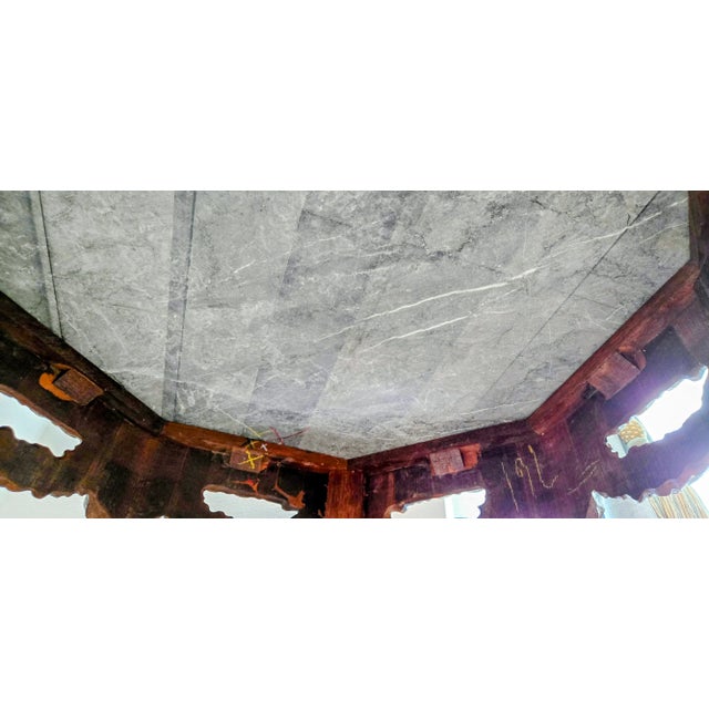 Victorian Octagonal Black Marble Accent Table – Ornate Carved Wood Base For Sale - Image 9 of 9