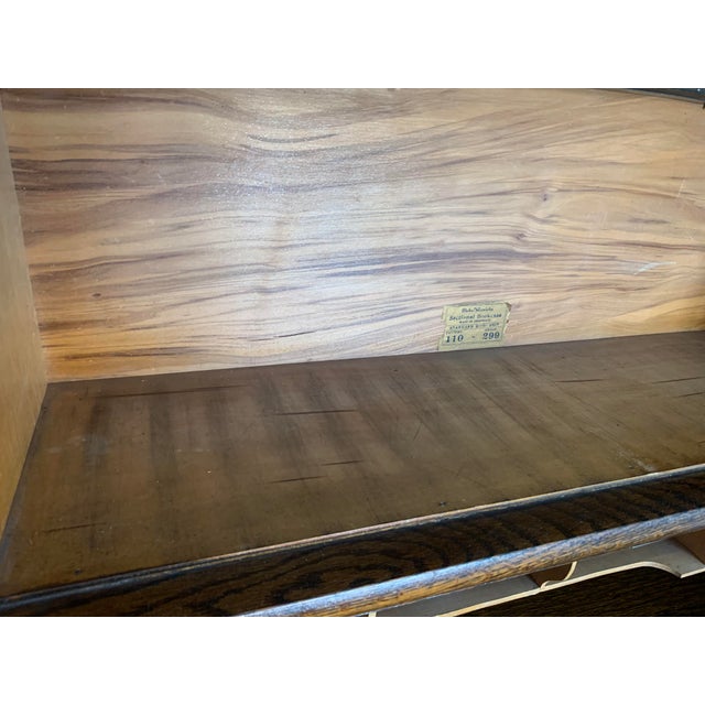 Antique Globe Wernicke Barrister Bookcase Quartersawn Oak W/ Drop Front Secretary Desk + Leaded Glass For Sale - Image 14 of 18