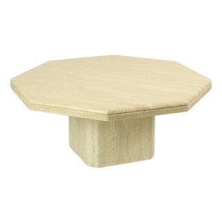 Vintage Italian Octagonal Travertine Coffee Table, 1970s For Sale