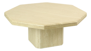 Vintage Italian Octagonal Travertine Coffee Table, 1970s