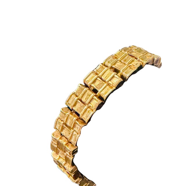Mid 20th Century Vintage Napier Gold-Tone Nugget Link Bracelet | Mid-Century Textured Geometric Statement Jewelry For Sale - Image 5 of 8