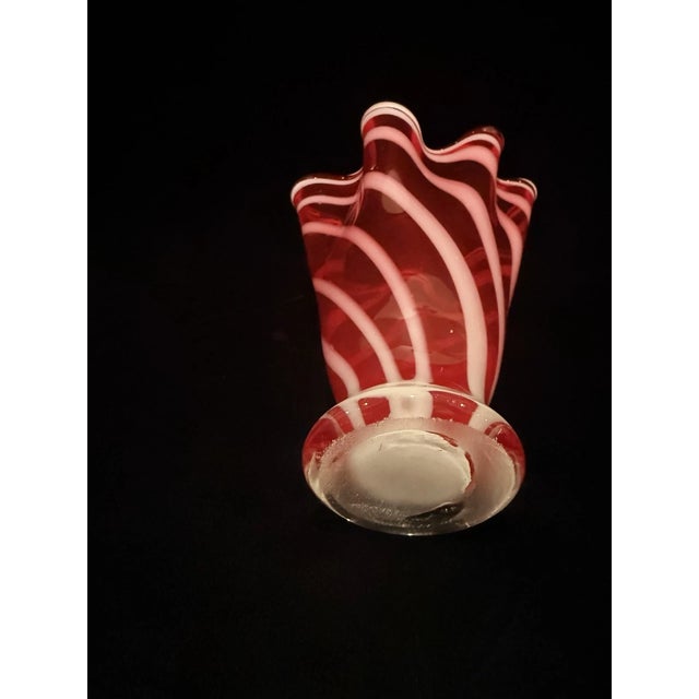 Make a bold statement with this stunning vintage Mid-Century Modern Murano-style hand-blown art glass vase. Featuring an...