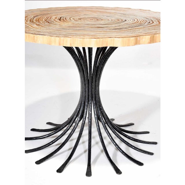 Contemporary Ironies Aslo Wrought Iron and Faux Wood Center Table For Sale - Image 4 of 4